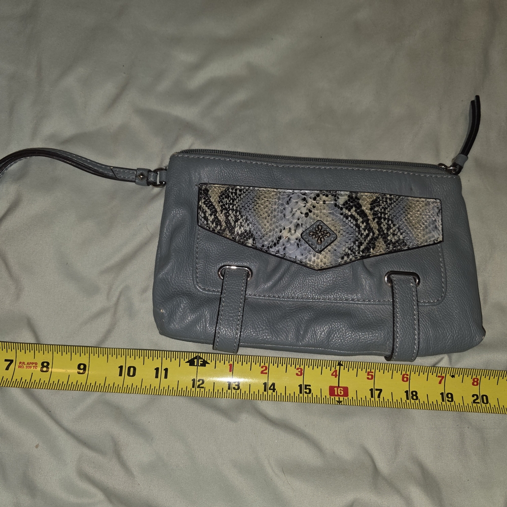 Gray Snakeskin Accent Women's Clutch